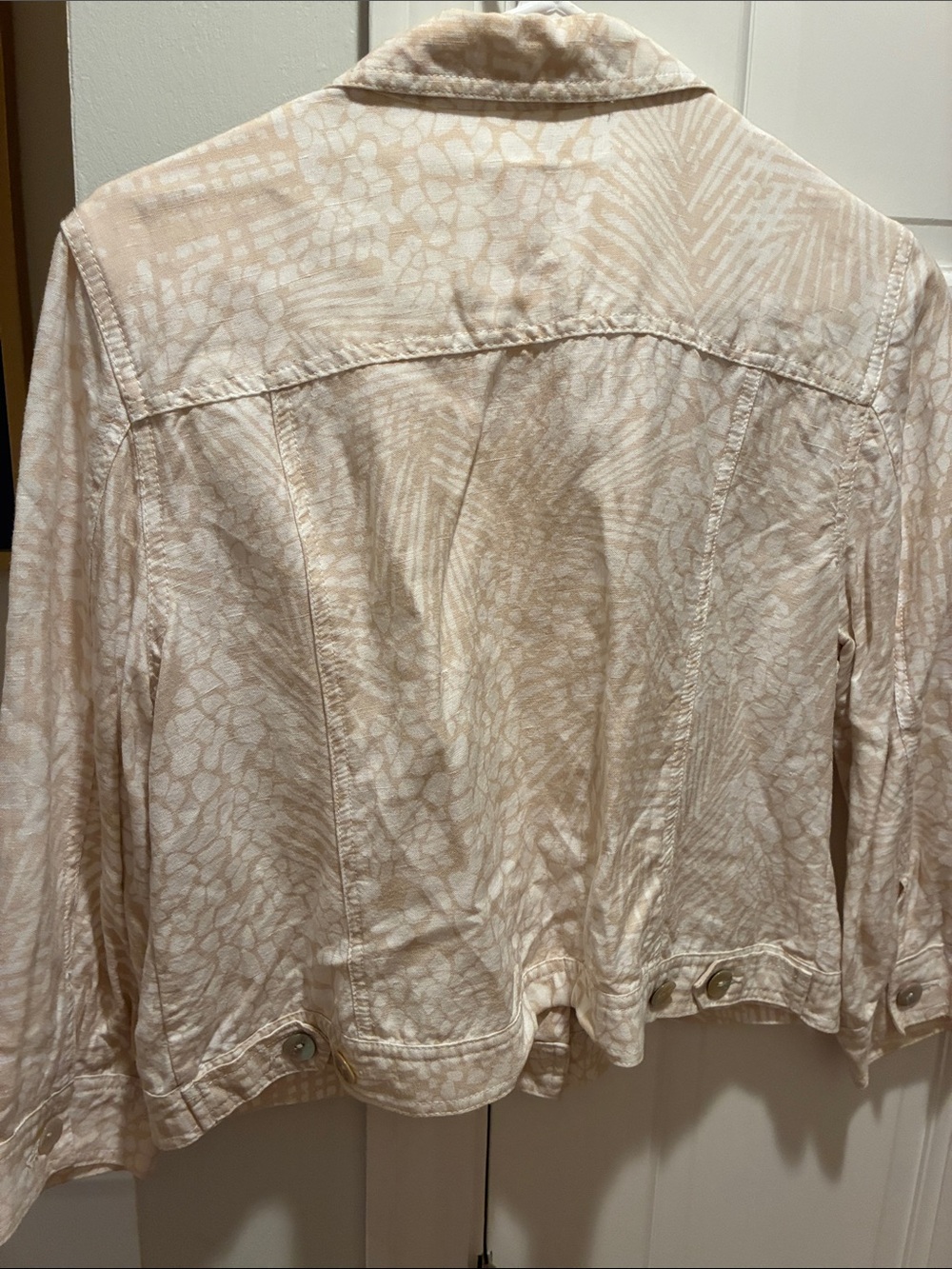 Ruby Rd. Cream Patterned Button-Front Jean Jacket - Picture 7 of 10